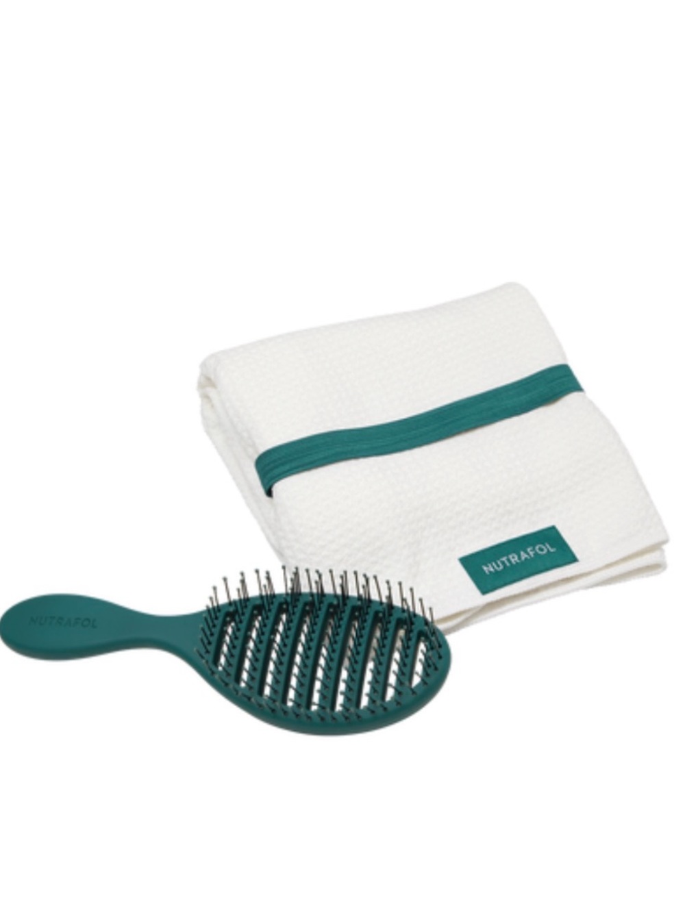 Nutrafol Wet Hair Brush and Microfiber Towel Set in Teal and White